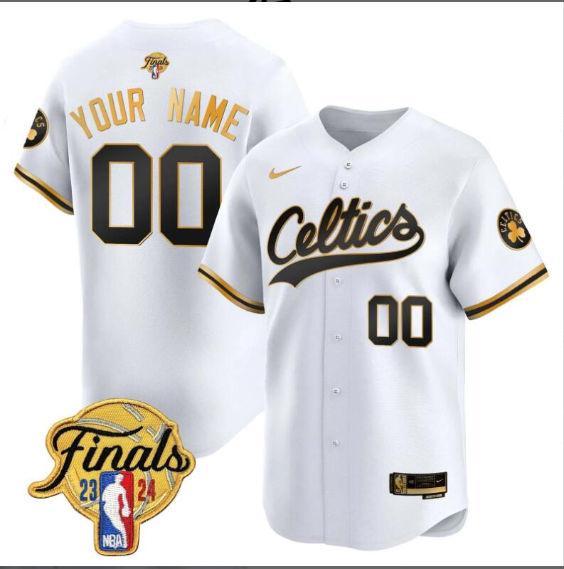Men Boston Celtics 2024 Finals Patch Baseball Custom white NBA Jersey->customized nfl jersey->Custom Jersey